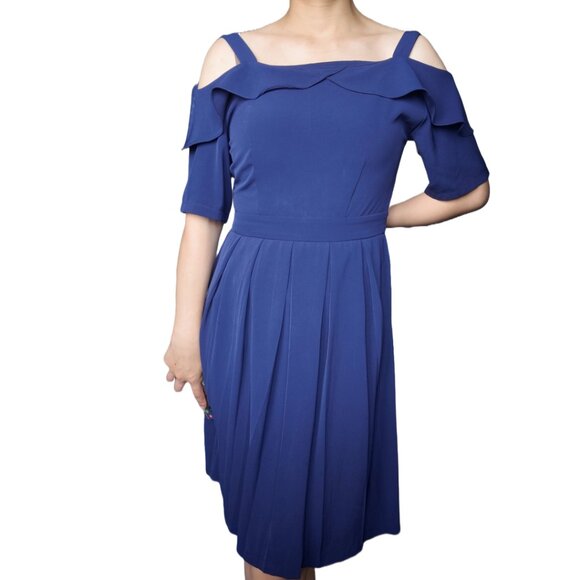 Dresses & Skirts - Violet Heavy Chiffon Fabric Off-shoulder Dress - Elegant and Flowy